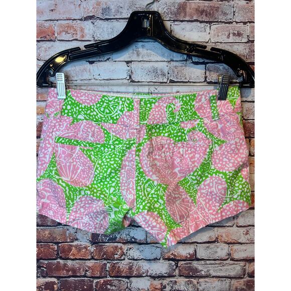 Liilly Pulitzer walsh short green pink cheat ya limeade women's size 00 - Picture 5 of 6